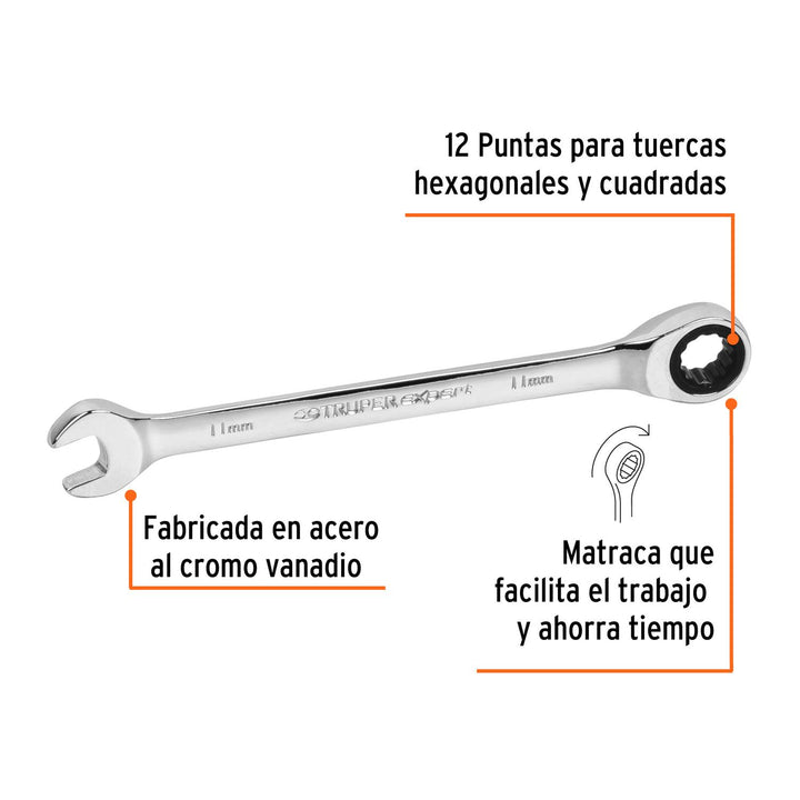 Llave Combinada Con Matraca Mm 11mm Truper - Mundo Tool 