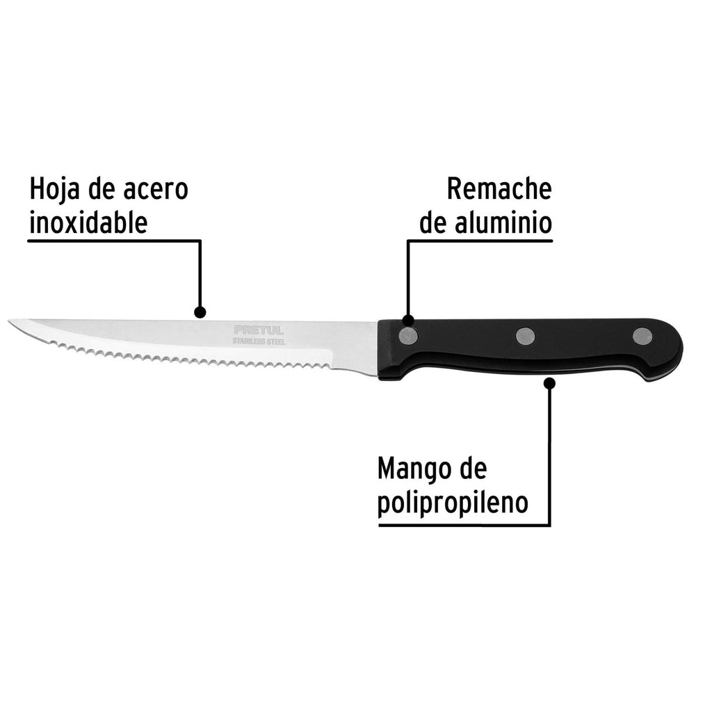 Cuchillo Para Asado Con Sierra Mango Plástico Pretul - Mundo Tool 