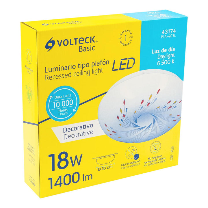 Plafón redondo, decorativo, diseño de espirales, 18 W, LED Volteck - Mundo Tool 