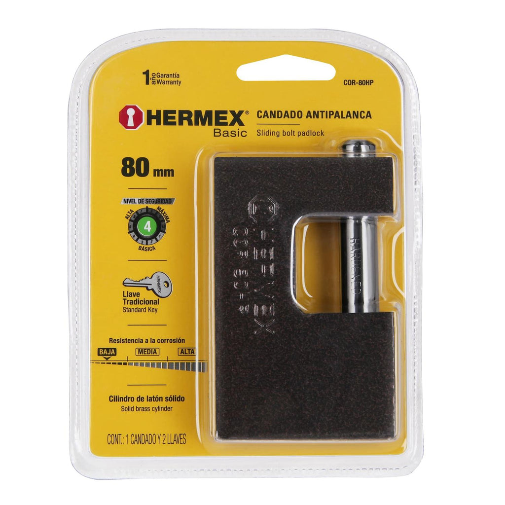 Candado antipalanca, 80mm, cuerpo de hierro, Hermex Basic Hermex - Mundo Tool 