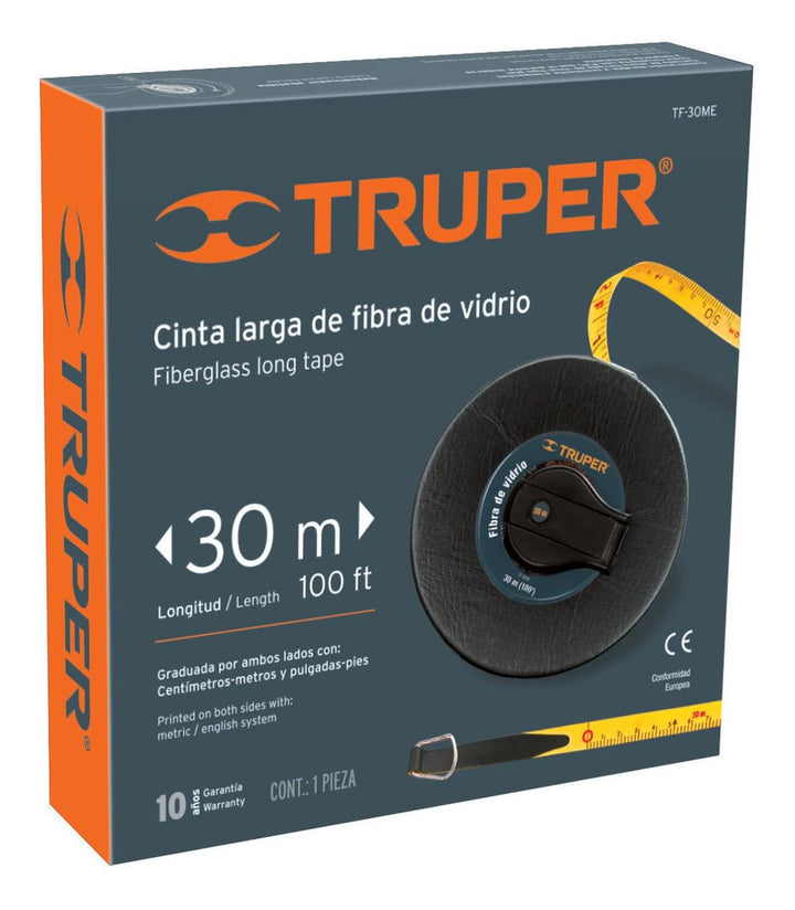 Cinta Larga Fibra De Vidrio 30 M Metálica Truper - Mundo Tool 