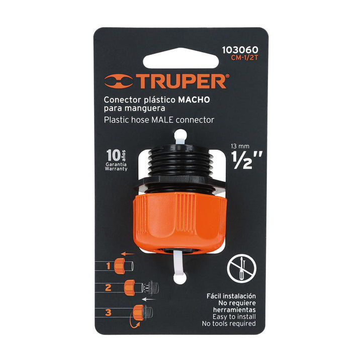 Conector 1/2' macho de ABS con tuerca de ajuste manual - Mundo Tool 