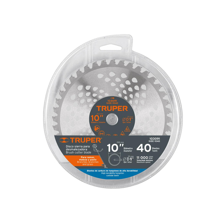 Disco sierra 10' p/desbrozadora, 40 dientes, Truper - Mundo Tool 