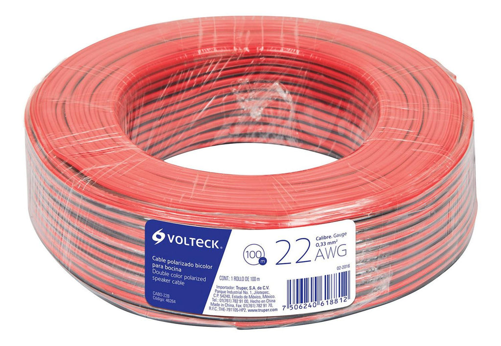 Cable Para Bocina 22 Awg Bicolor 100 M Volteck - Mundo Tool 