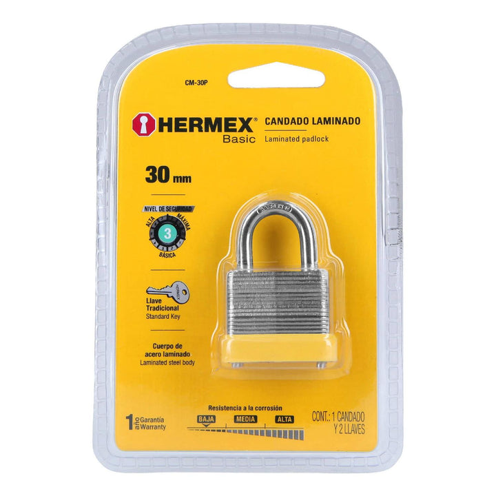 Candado Laminado 30mm Basic Hermex - Mundo Tool 