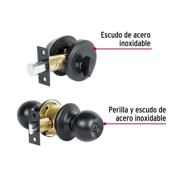 Combo cerraduras, llave-mariposa, Negro, Hermex Basic - Mundo Tool 