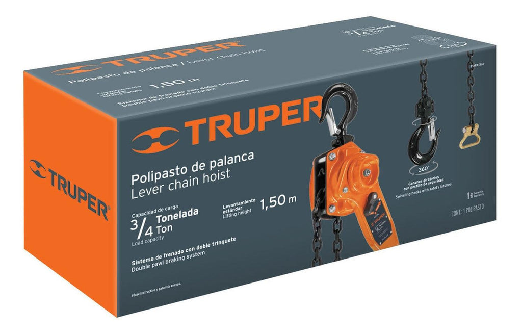 Polipasto De Palanca 3/4 Toneladas Truper - Mundo Tool 