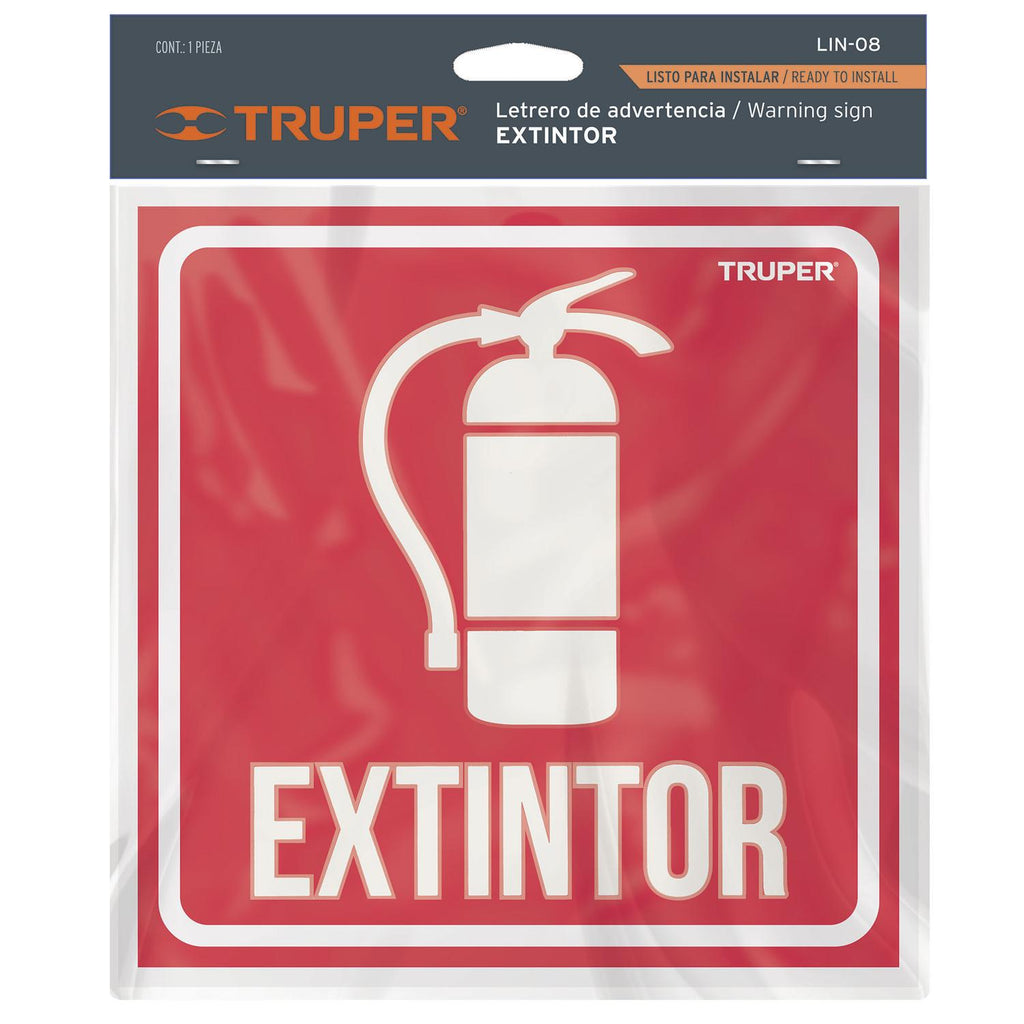 Letrero De Señalización 'extintor', 19 X 19 Cm Truper - Mundo Tool 