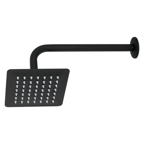 Foset Tubig R-414M, Regadera cuadrada 6″, acero inoxidable, con brazo, negro - Mundo Tool 