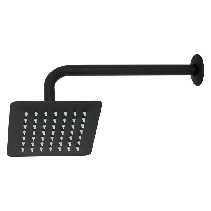 Foset Tubig R-414M, Regadera cuadrada 6″, acero inoxidable, con brazo, negro - Mundo Tool 
