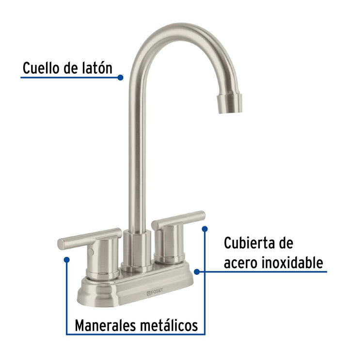 Mezcladora Para Lavabo De 4 Tipo Bar Satin Element - Mundo Tool 