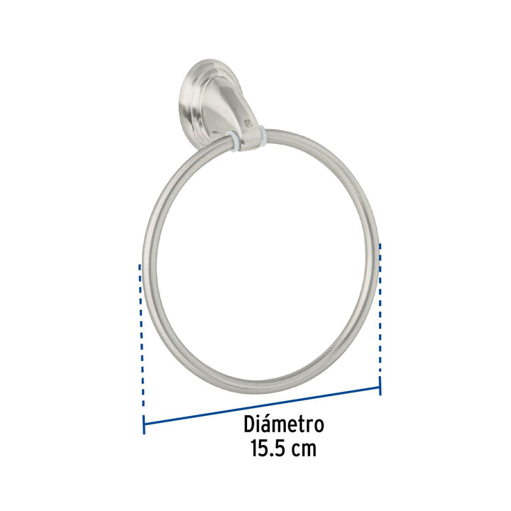 Toallero argolla metálico acabado satín, Foset Aqua - Mundo Tool 