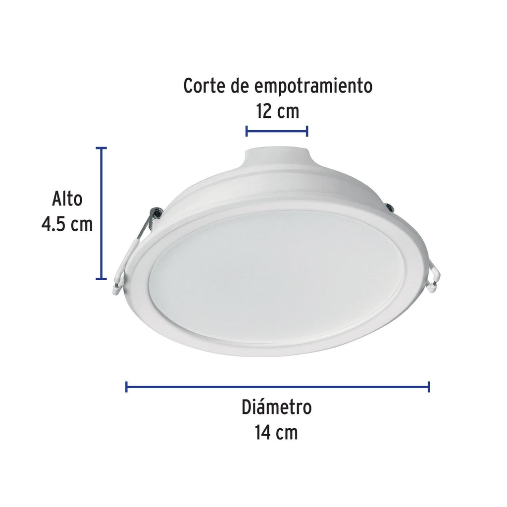 Luminario LED empotrable 12 W redondo, luz de día, Basic - Mundo Tool 