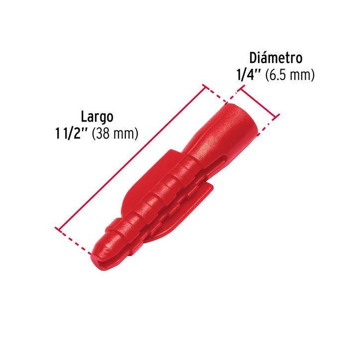 Bolsa con 20 taquetes de plástico 1/4', Fiero - Mundo Tool 