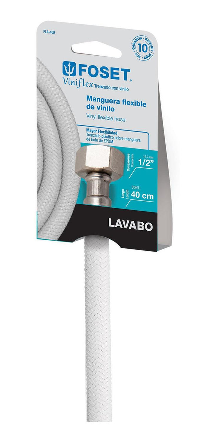 Manguera para lavabo 40cm Vinilo Blanca Usos Gene Foset - Mundo Tool 