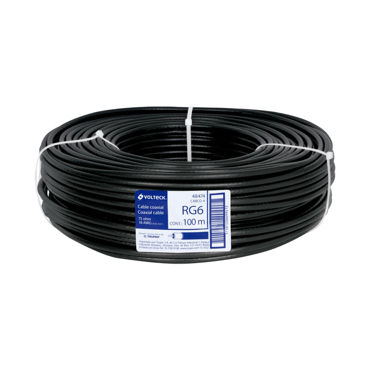 Volteck CABCO-6, Cable coaxial RG 6, rollo 100 metros - Mundo Tool 