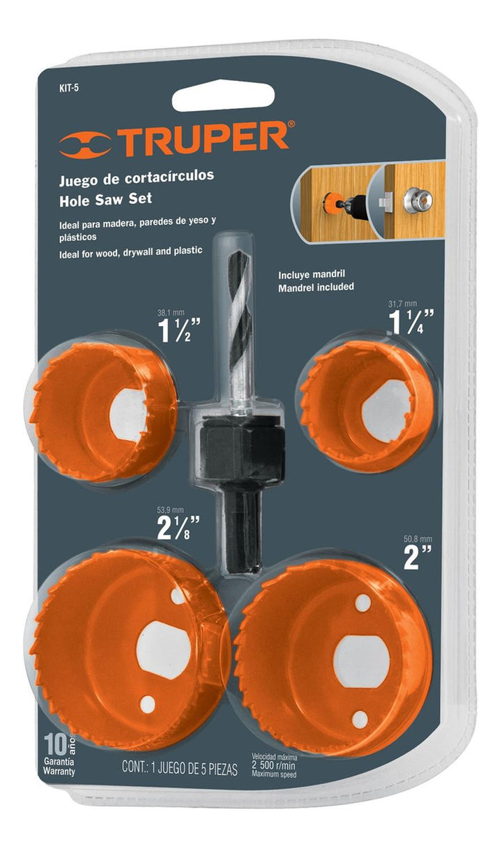 Juego de Brocasierras 5 piezas Para Madera Truper - Mundo Tool 