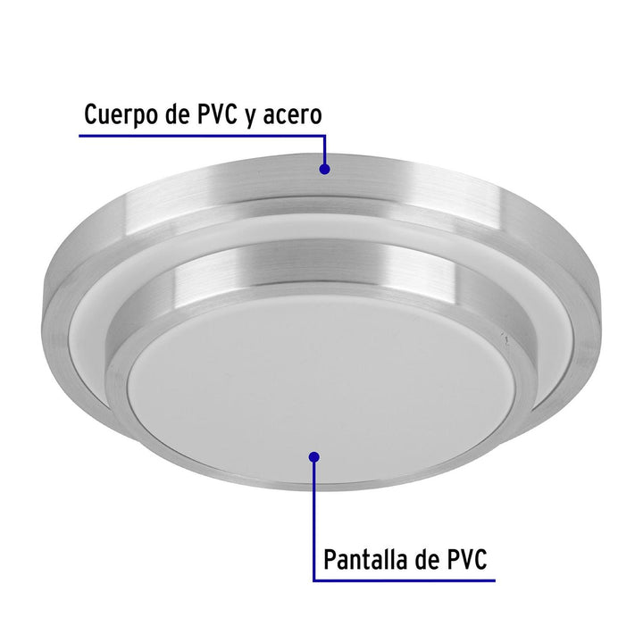 Luminario LED 18 W plafón decorativo metálico luz día, Basic - Mundo Tool 