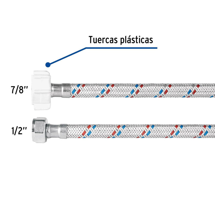 Manguera/Conector flexible,plástico,WC,50cm 1/2x7/8,Basic - Mundo Tool 