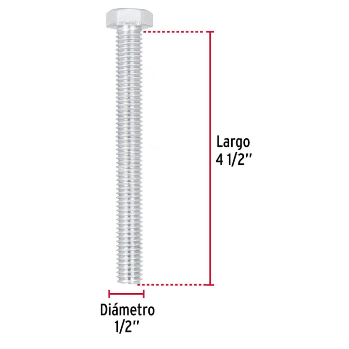 Tornillo tipo máquina, 1/2 x 4-1/2', bolsa con 10 pzas Fiero - Mundo Tool 