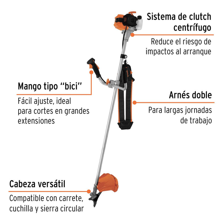 Desmalezadora a gasolina 33 cc mango tipo "bici", 18" corte - Mundo Tool 