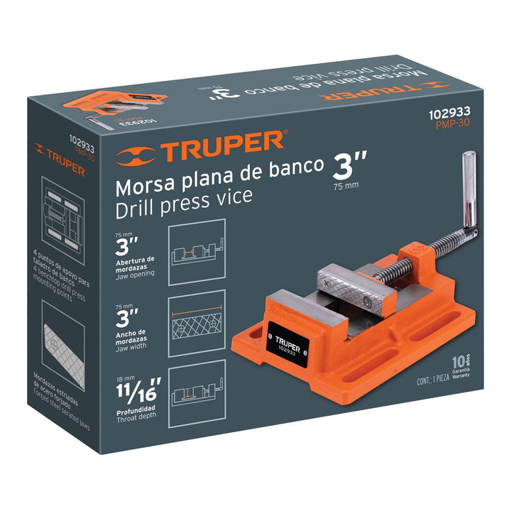 Prensa morsa plana 75 mm, Truper - Mundo Tool 