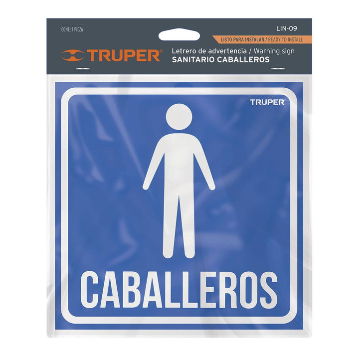 Letrero Caballeros 19 X 19 Cm Truper - Mundo Tool 