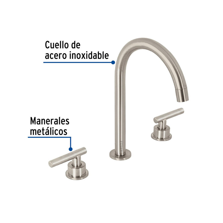 Mezcladora p/lavabo,taladros separados,palanca,satín,Tubig - Mundo Tool 