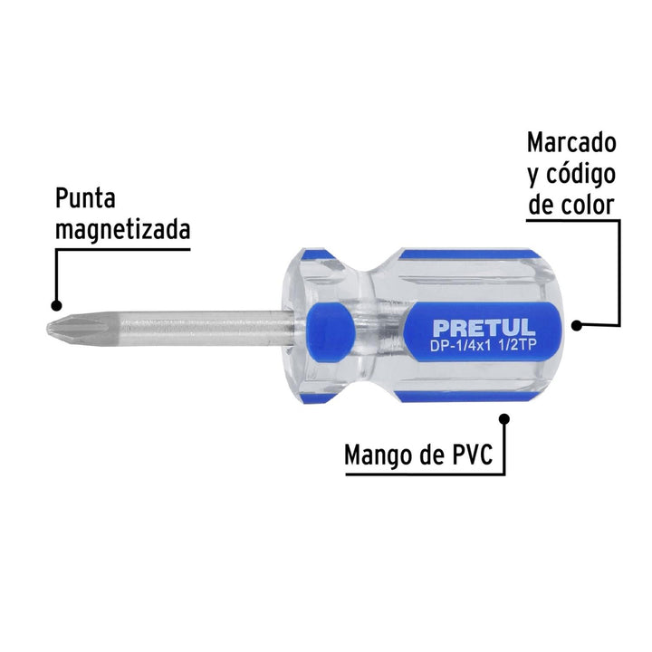 Desarmador punta Phillips 1/4x1-1/2" mango PVC Pretul - Mundo Tool 