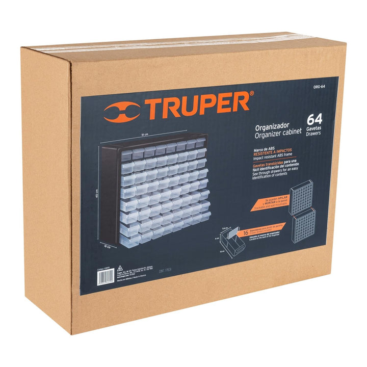 Organizador con 64 gavetas, Truper - Mundo Tool 