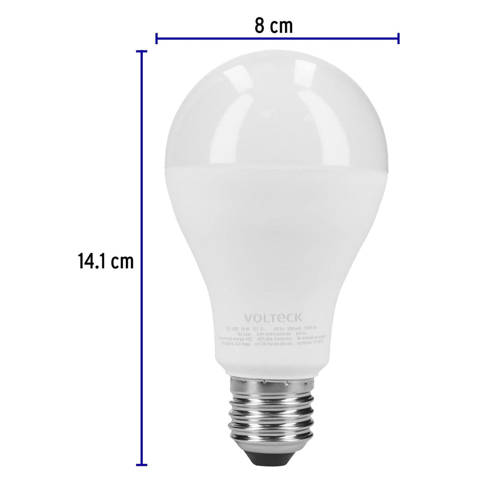 Pack de 4 lámparas de LED A19 18 W luz de día, caja, Volteck - Mundo Tool 