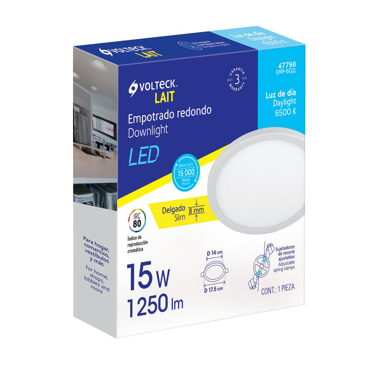 Luminario de LED para empotrar 15 W, ajustable, luz de día - Mundo Tool 