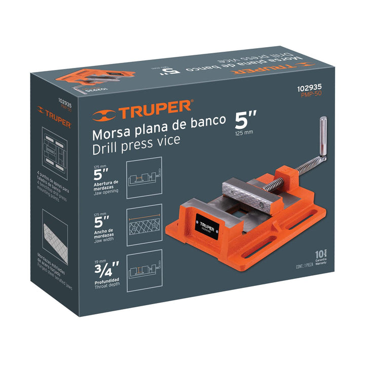 Prensa morsa plana 125 mm, Truper - Mundo Tool 