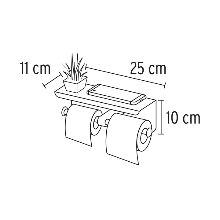 Porta rollo doble con soporte para celular, cromo, Riviera - Mundo Tool 