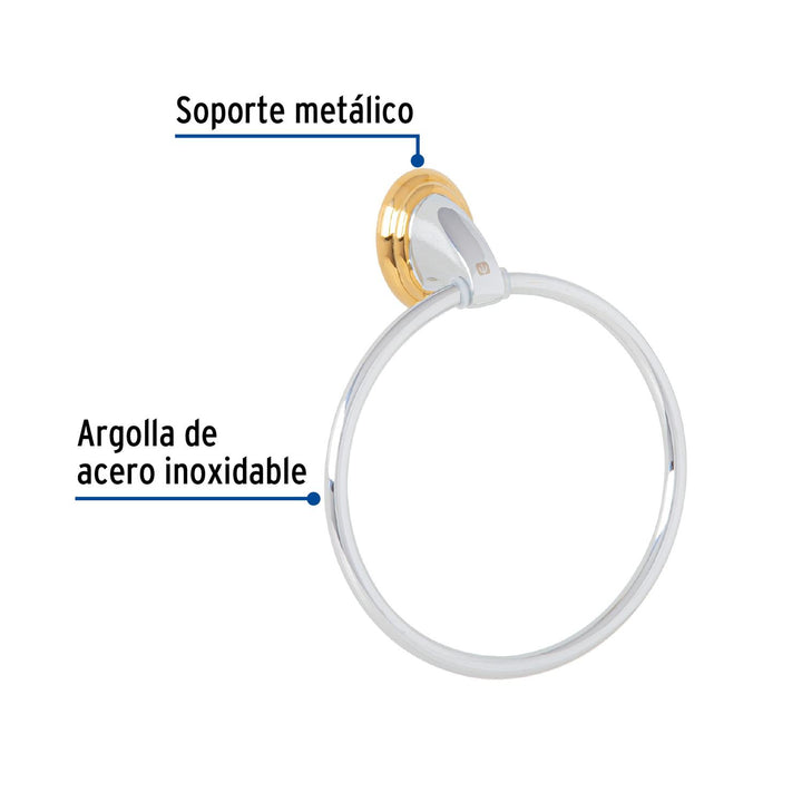 Toallero argolla metálico acabado cromo-oro, Foset Aqua - Mundo Tool 
