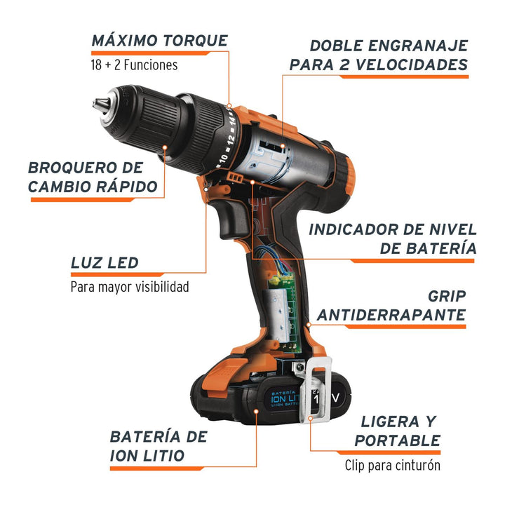 Rotomartillo inalámbrico 3/8", 12 V, Truper - Mundo Tool 