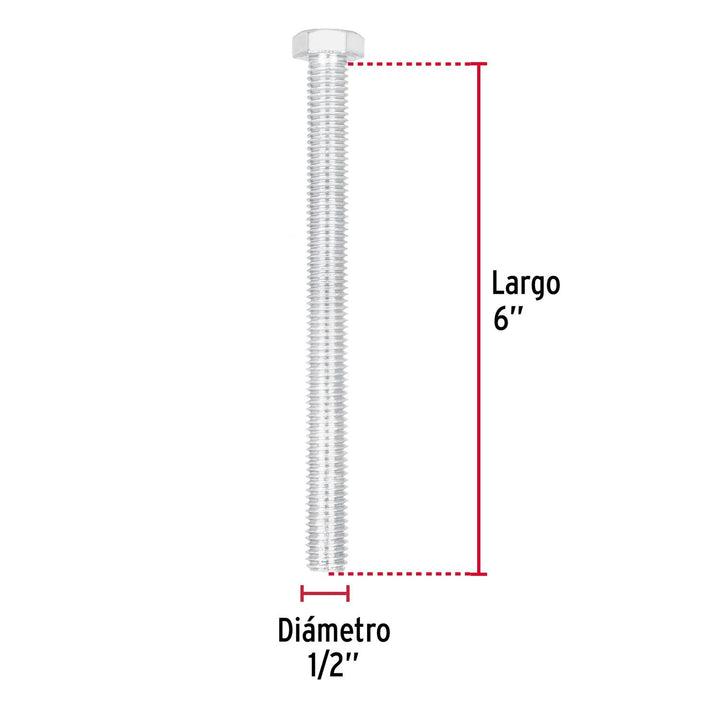 Tornillo tipo máquina, 1/2 x 6', bolsa con 8 pzas Fiero - Mundo Tool 