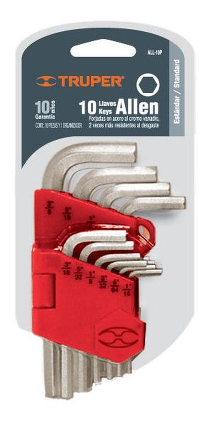 Juego De 10 Llaves Allen Standard Con Organiz Truper - Mundo Tool 