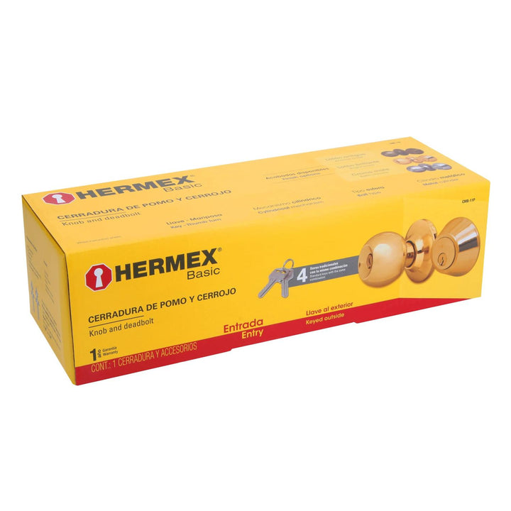 Combo cerraduras, llave-mariposa, L.brillante, Hermex Basic Hermex - Mundo Tool 