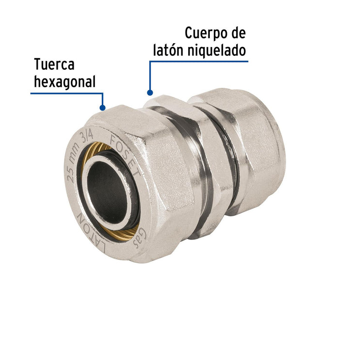 Cople de compresión reducido para PEALPE, 3/4' x 1/2', Foset - Mundo Tool 