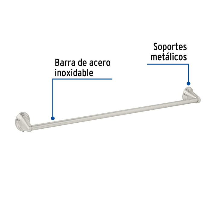 Toallero de barra metálico acabado satín, Foset Aqua - Mundo Tool 