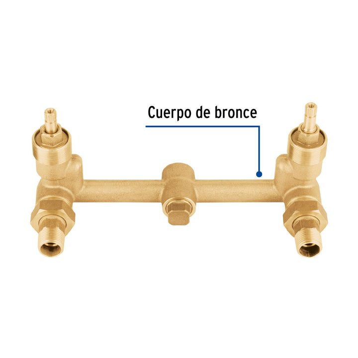 Mezcladora de bronce de empotrar, compresión, Foset - Mundo Tool 