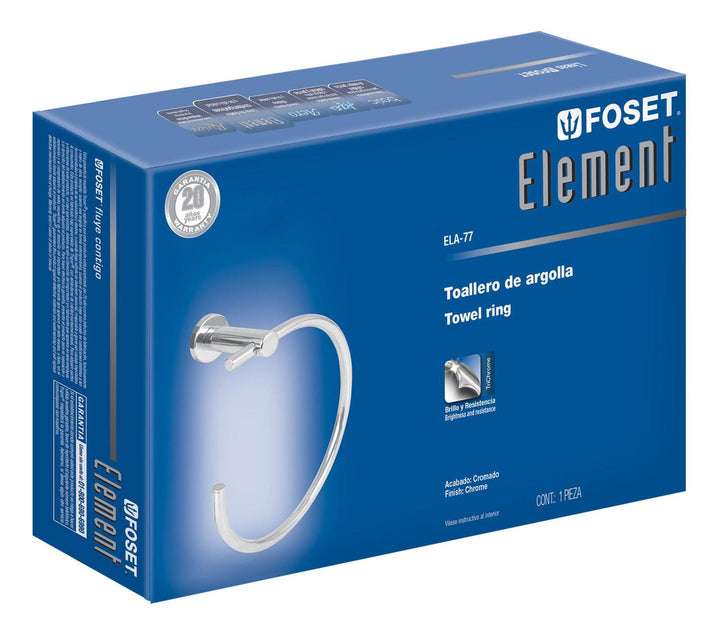 Toallero De Argolla Cromado Línea Element Foset - Mundo Tool 