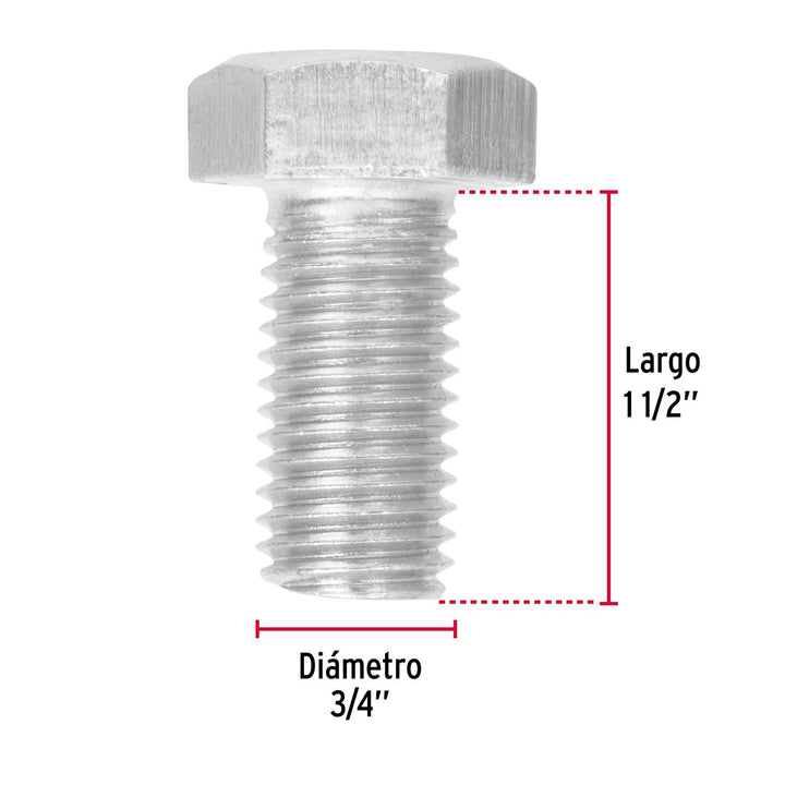 Tornillo tipo máquina, 3/4 x 1-1/2', bolsa con 6 pzas Fiero - Mundo Tool 