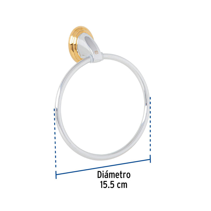 Toallero argolla metálico acabado cromo-oro, Foset Aqua - Mundo Tool 