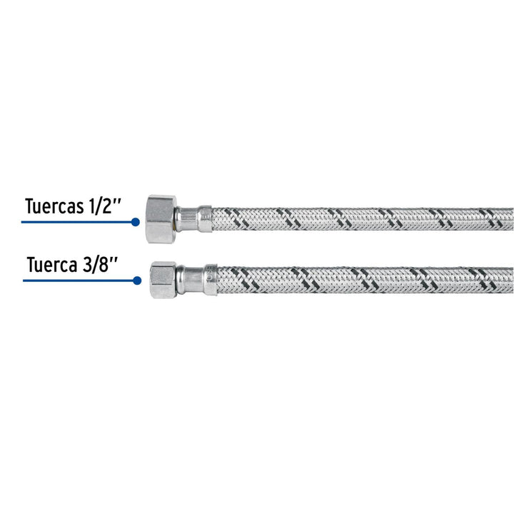 Manguera para lavabo 40 cm Acero Inoxidable Foset - Mundo Tool 