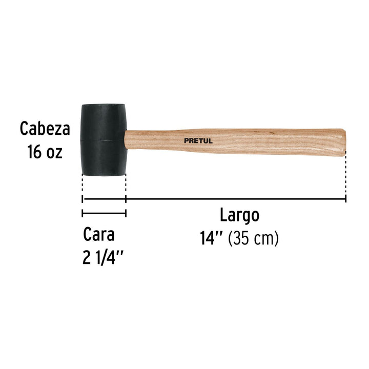 Mazo de hule, 16 oz, Pretul - Mundo Tool 