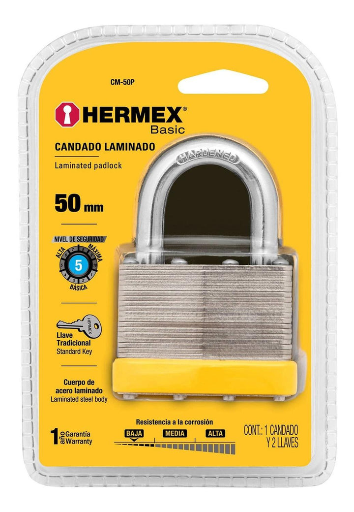 Candado Laminado 50mm Basic Hermex - Mundo Tool 