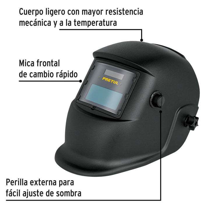 Careta electrónica para soldar, sombra 11, Pretul - Mundo Tool 