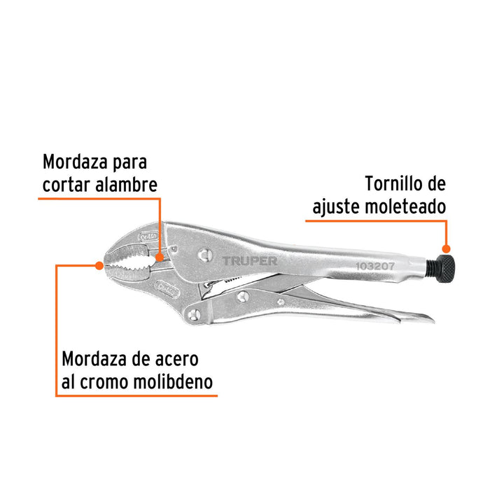 Pinza de presión 10' mordaza curva, tipo japonés, Truper - Mundo Tool 